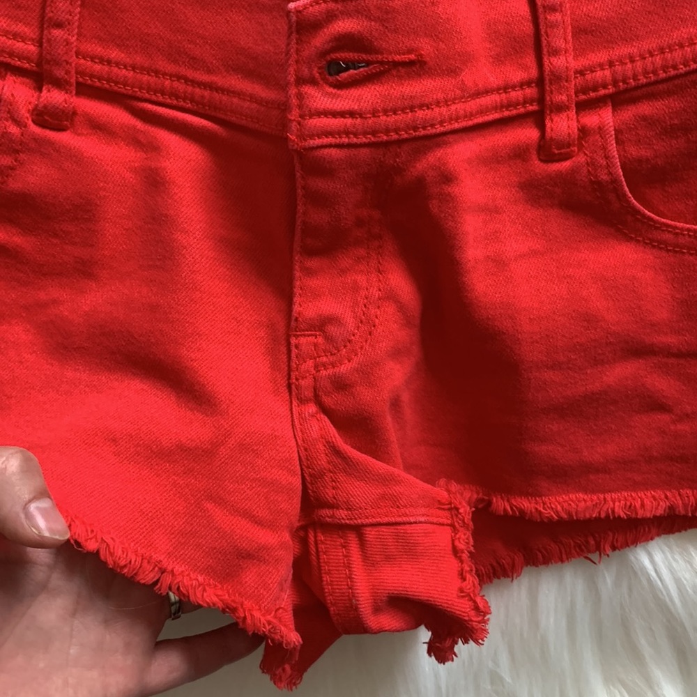 Abercrombie and Fitch Red Jean Shorts - Picture 8 of 9